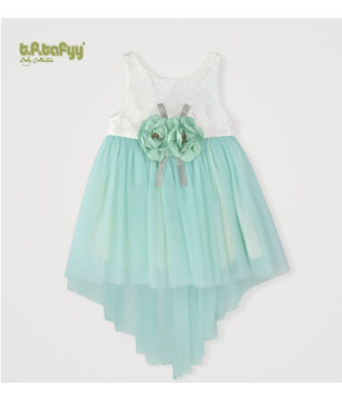 T.F.TAFFY EMBROIDED GREEN TULLE DRESS