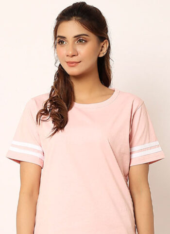 Contrast Stripe Tee (Pink)