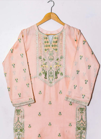 Peach Lawn Embroide Kurti -4441