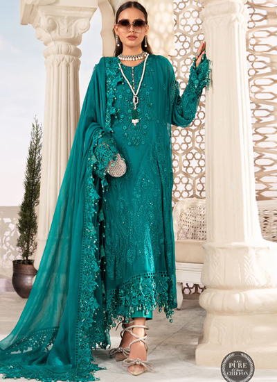 Embroidered Pure Chiffon Front Diamantes