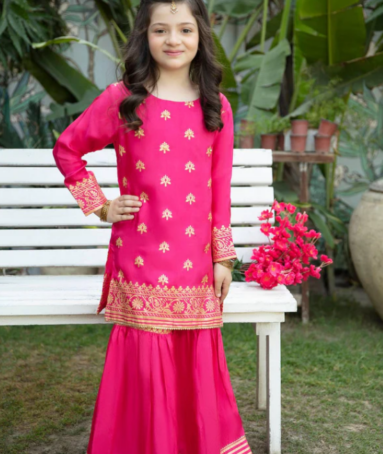 Rose Mesh Shirt And Gharara