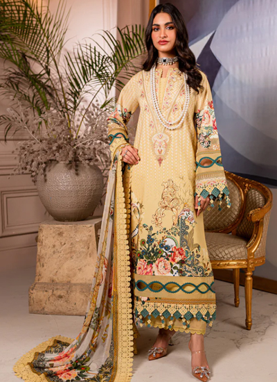 Digital Printed Chiffon Dupatta With Cotton Trousers