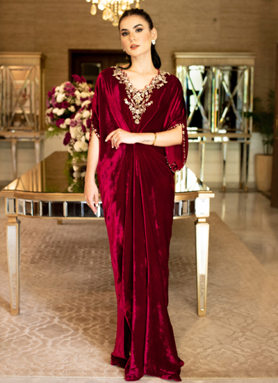 French Velvet Kaftan Handcrafted Neckline