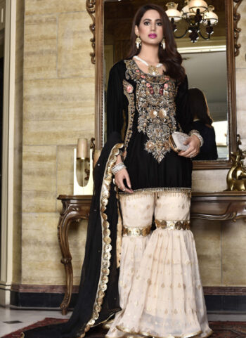 Embellished Silk Gharara Kurti For Women